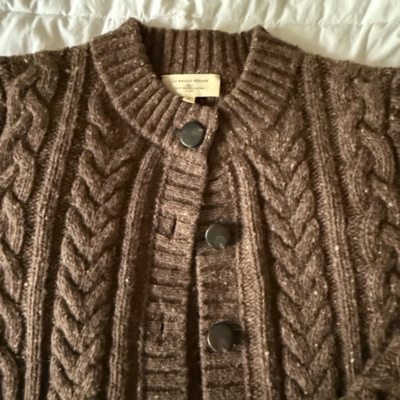 Sezane Andina Cardigan Chunky Cable Knit Brown Sweater NWOT - Picture 8 of 15